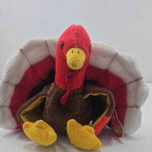 Ty Plush Turkey with Brown and Yellow Accents